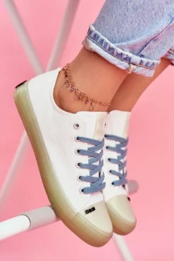 Big Star Shoes Trampki Damskie Big Star|Trampki Damskie Niskie*Trampki Z Przezroczystą Podeszwą Big Star FF274256 Białe