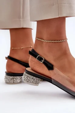 Damskie Damskie buty S.Barski Transparentne Sandały Na Niskim Obcasie Z Motylem Czarne D&A MR38-388