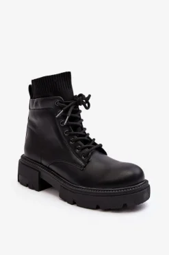 Best Boto Trapery Botki Damskie Ze Skarpetą Czarne Rivella Czarny