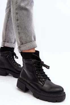 Best Boto Trapery Botki Damskie Ze Skarpetą Czarne Rivella Czarny