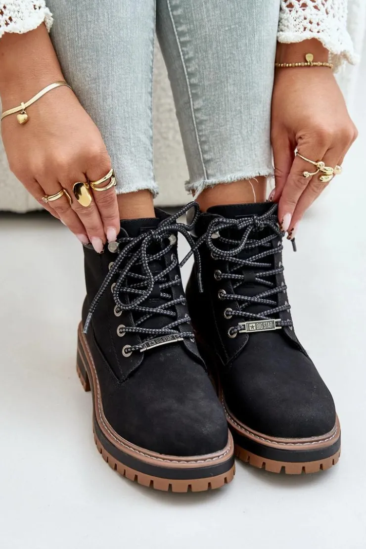 New Big Star Shoes Trapery Damskie Ocieplane Big Star OO274A290 Czarne