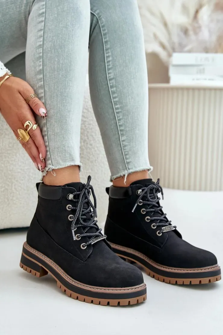 New Big Star Shoes Trapery Damskie Ocieplane Big Star OO274A290 Czarne