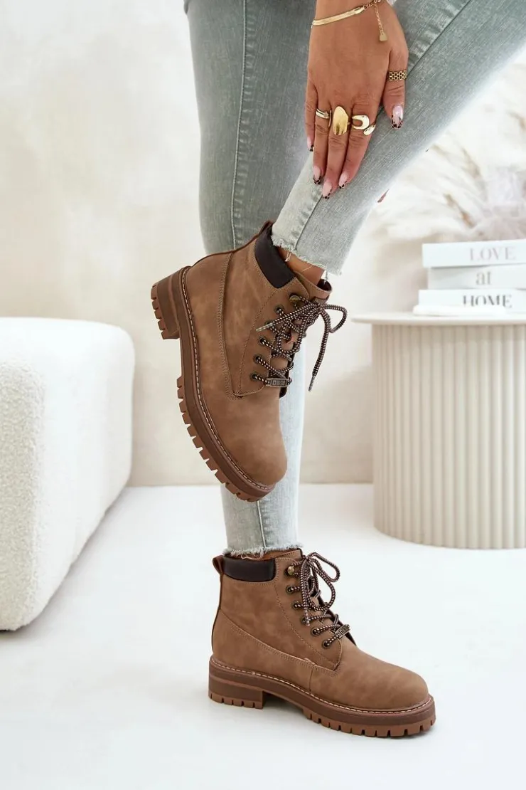 Damskie Big Star Shoes Trapery Damskie Ocieplane Big Star OO274A289 Brązowe