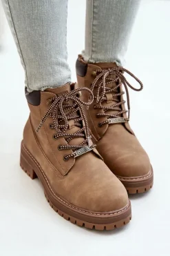 Damskie Big Star Shoes Trapery Damskie Ocieplane Big Star OO274A289 Brązowe