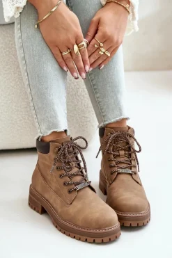 Damskie Big Star Shoes Trapery Damskie Ocieplane Big Star OO274A289 Brązowe