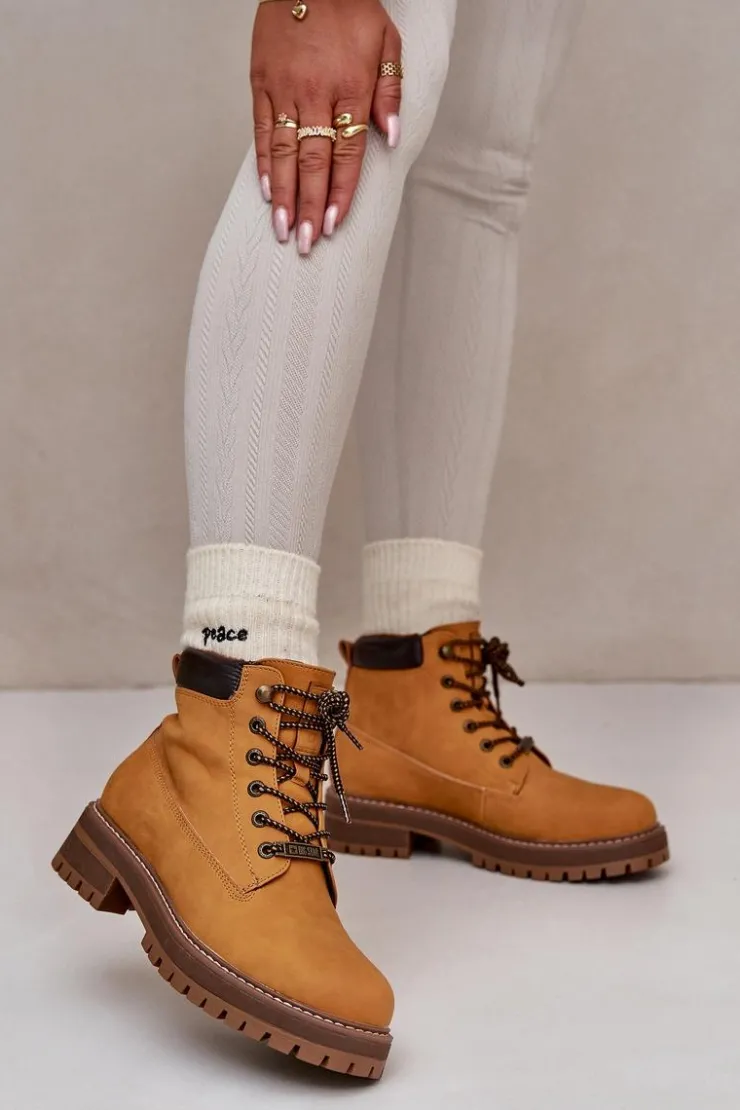 Hot Big Star Shoes Trapery Damskie Ocieplane Big Star OO274A288 Camel