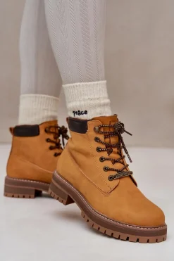 Hot Big Star Shoes Trapery Damskie Ocieplane Big Star OO274A288 Camel