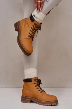 Hot Big Star Shoes Trapery Damskie Ocieplane Big Star OO274A288 Camel