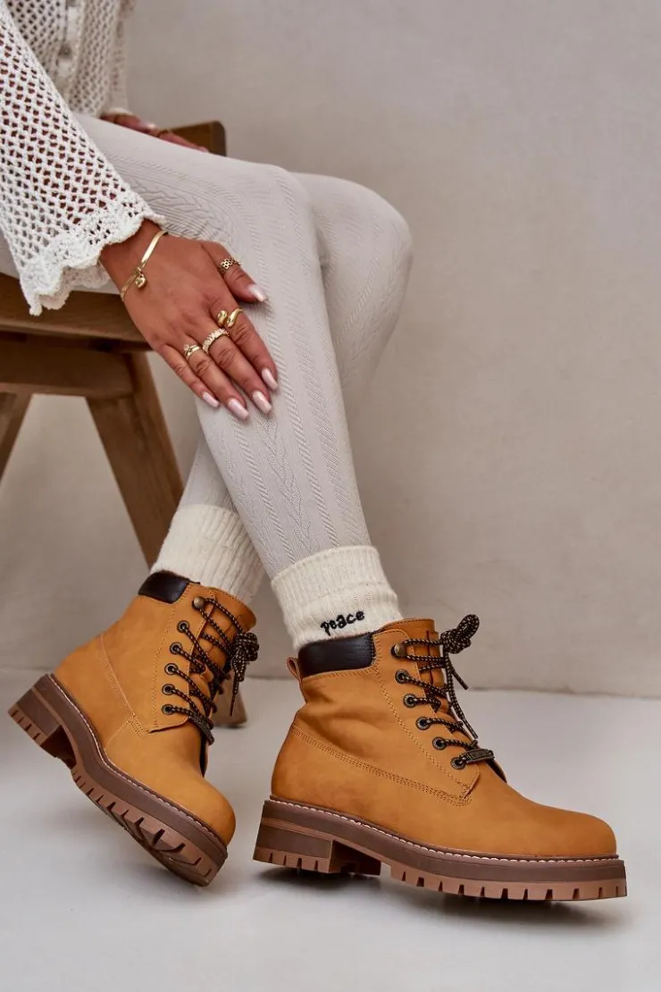 Hot Big Star Shoes Trapery Damskie Ocieplane Big Star OO274A288 Camel