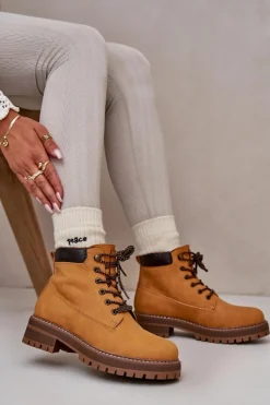 Hot Big Star Shoes Trapery Damskie Ocieplane Big Star OO274A288 Camel