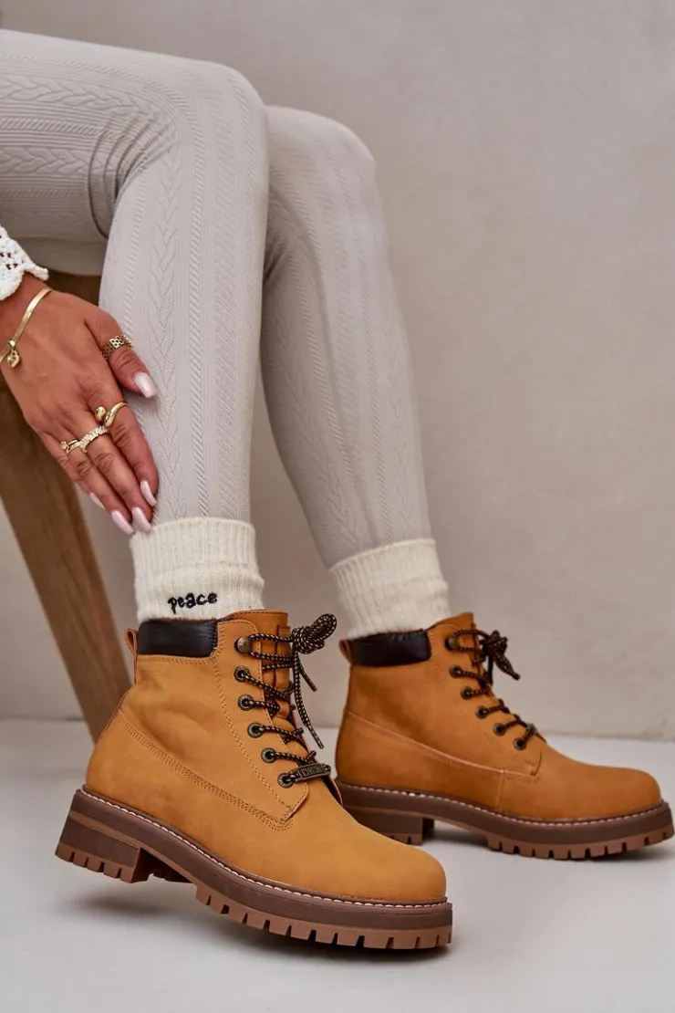 Hot Big Star Shoes Trapery Damskie Ocieplane Big Star OO274A288 Camel