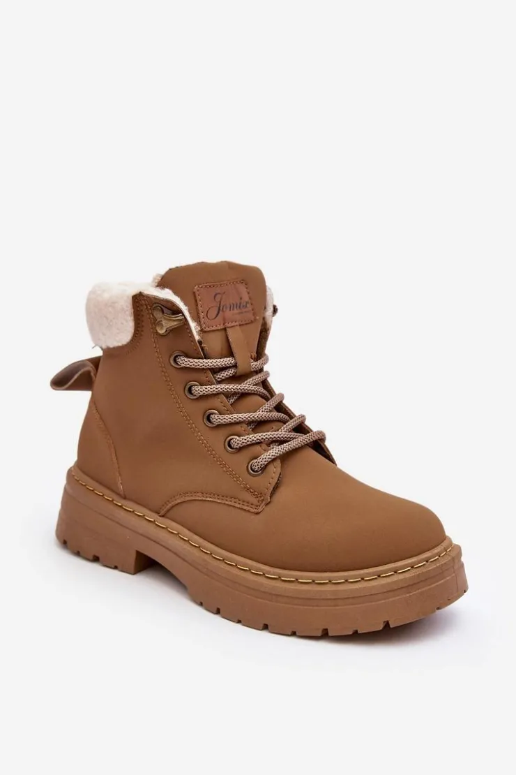 Boto Botki Ocieplane|Damskie Trapery*Trapery Damskie Skórzane Z Kożuchem Brązowe Lynnvia Brązowy