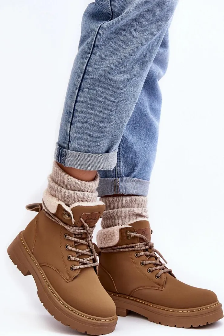 Boto Botki Ocieplane|Damskie Trapery*Trapery Damskie Skórzane Z Kożuchem Brązowe Lynnvia Brązowy