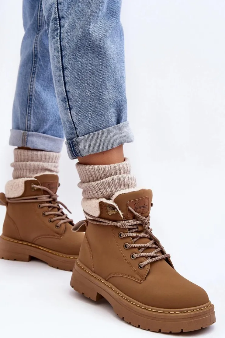 Boto Botki Ocieplane|Damskie Trapery*Trapery Damskie Skórzane Z Kożuchem Brązowe Lynnvia Brązowy