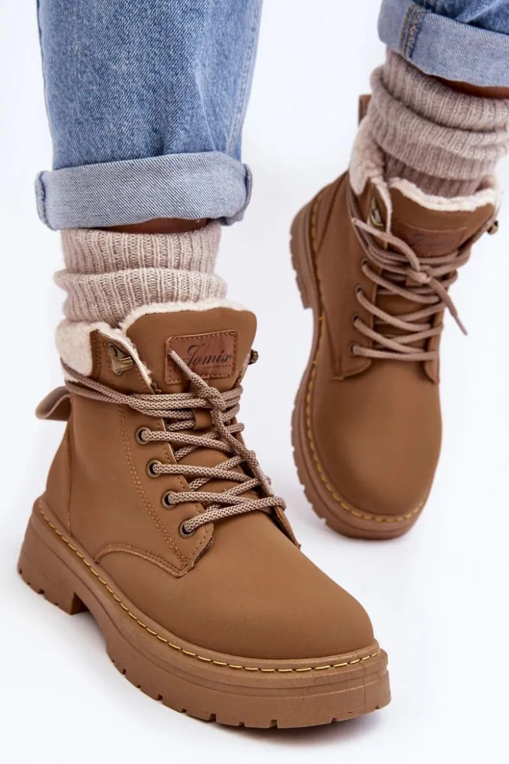 Boto Botki Ocieplane|Damskie Trapery*Trapery Damskie Skórzane Z Kożuchem Brązowe Lynnvia Brązowy