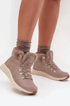 Damskie Big Star Shoes Trapery Damskie Z Futerkiem Big Star MM274487 Szare