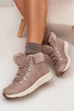 Damskie Big Star Shoes Trapery Damskie Z Futerkiem Big Star MM274487 Szare