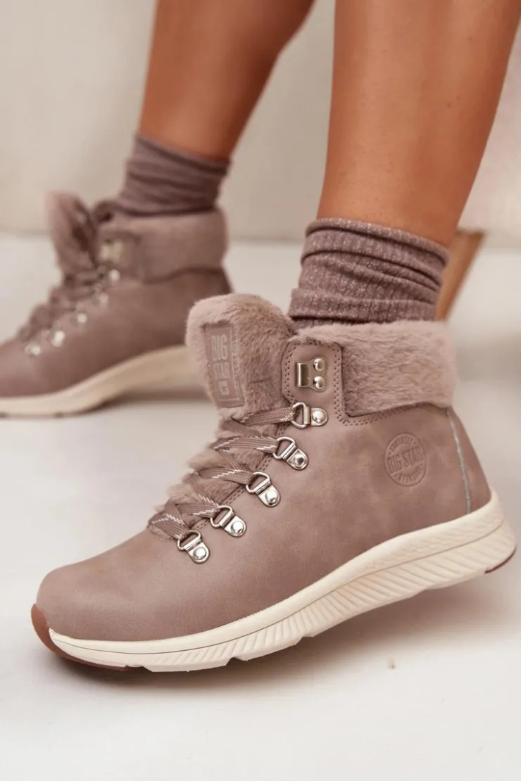 Damskie Big Star Shoes Trapery Damskie Z Futerkiem Big Star MM274487 Szare