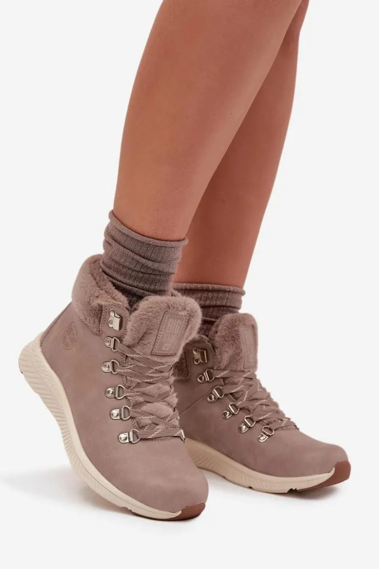 Damskie Big Star Shoes Trapery Damskie Z Futerkiem Big Star MM274487 Szare