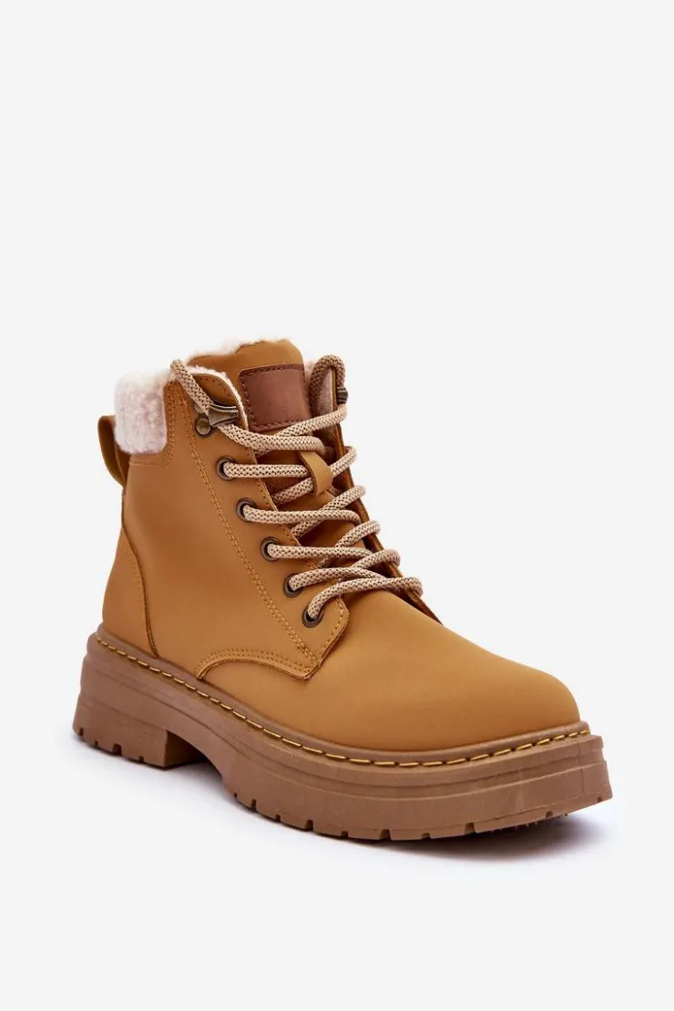 Boto Botki Ocieplane|Damskie Trapery*Trapery Damskie Z Kożuchem Brązowe Jette Brązowy