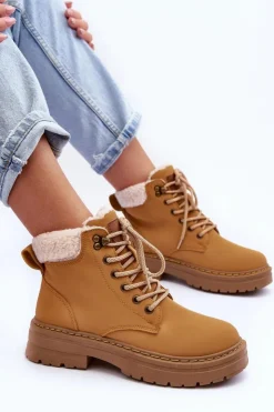 Boto Botki Ocieplane|Damskie Trapery*Trapery Damskie Z Kożuchem Brązowe Jette Brązowy