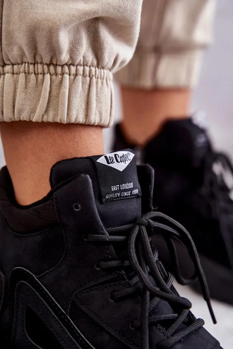 Lee Cooper Botki Sznurowane|Czarne Botki*Trapery na platformie LCJ-22-44-1353L Czarne