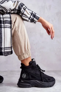 Lee Cooper Botki Sznurowane|Czarne Botki*Trapery na platformie LCJ-22-44-1353L Czarne