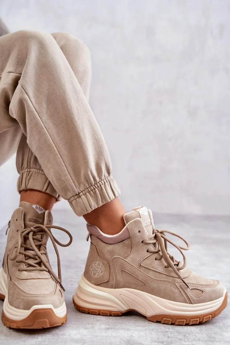 Damskie Lee Cooper Trapery na platformie LCJ-22-44-1352L Beżowe