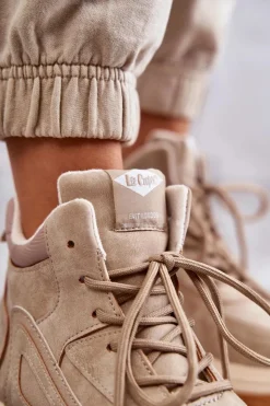 Damskie Lee Cooper Trapery na platformie LCJ-22-44-1352L Beżowe