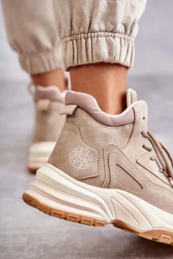 Damskie Lee Cooper Trapery na platformie LCJ-22-44-1352L Beżowe