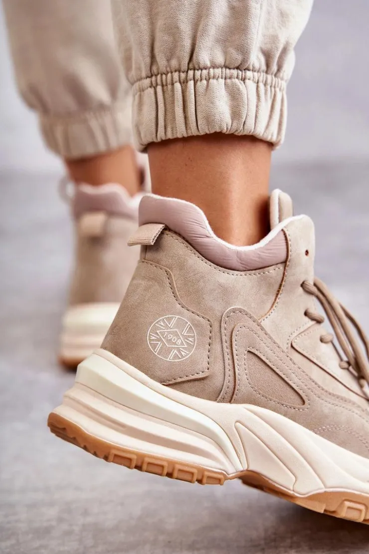 Damskie Lee Cooper Trapery na platformie LCJ-22-44-1352L Beżowe