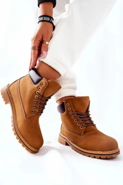 Boto Chłopięce|Dziewczęce*Trapery Ocieplane Ciemnobeżowe Crush