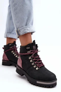 Big Star Shoes Damskie Trapery|Botki Sznurowane*Trapery Sznurowane Czarne Big Star MM274318