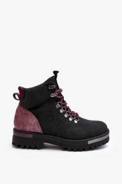 Big Star Shoes Damskie Trapery|Botki Sznurowane*Trapery Sznurowane Czarne Big Star MM274318