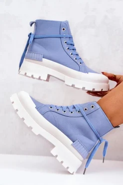 Damskie Boto Trapery Wiązane Niebieskie Faithfull