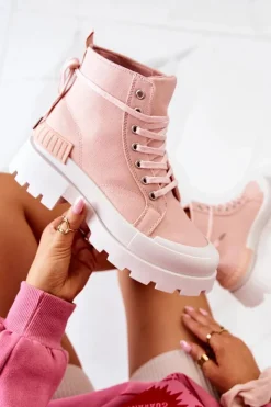 Outlet Boto Trapery Wiązane Różowe Faithfull