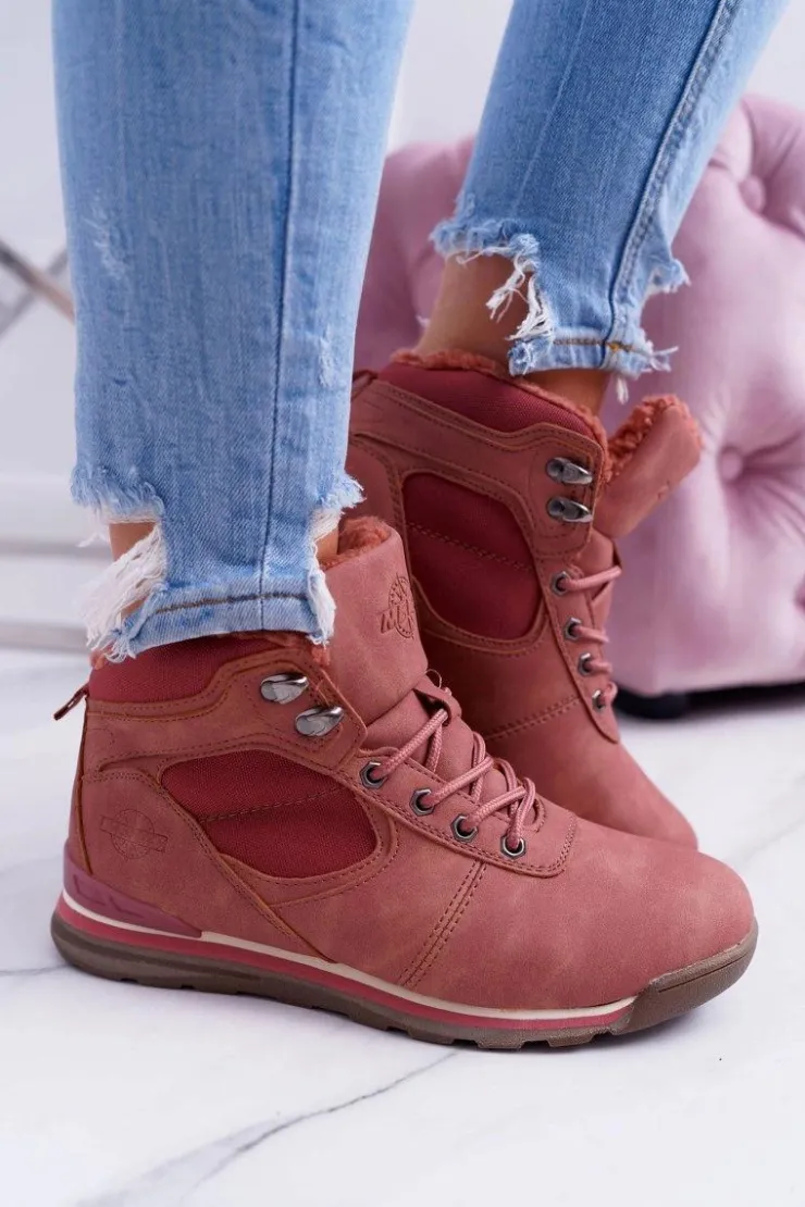 Damskie Boto Trekkingowe Damskie Różowe Ocieplane Buty z Kożuszkiem Sheep