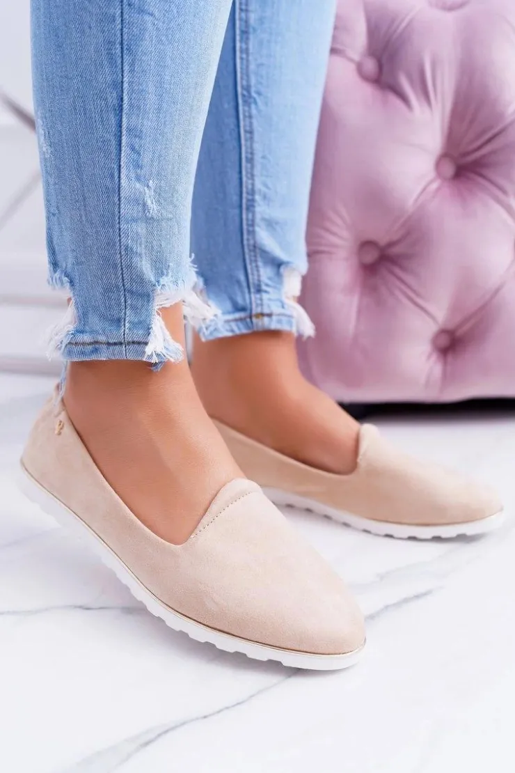 Outlet Boto Vices | Beżowe Zamszowe Baleriny Imany