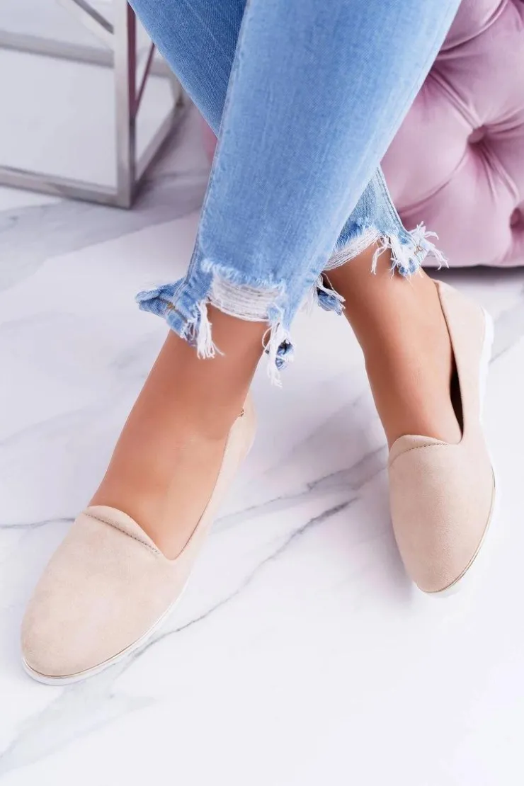 Outlet Boto Vices | Beżowe Zamszowe Baleriny Imany