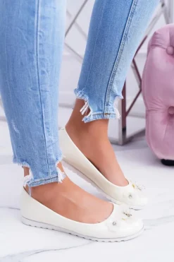 Damskie Boto Vices | Lakierowane Pastelowe Damskie Balerinki Z Kwiatkiem Neli