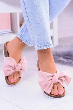 Boto Klapki Korkowe|Klapki Damskie Klasyczne*Vices Damskie Różowe Klapki Na Korku Kokarda Nina