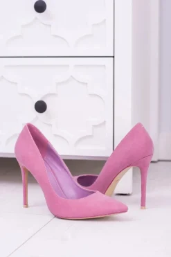 Boto Szpilki Zamszowe*VICES Różowe Wysokie Szpilki W Szpic Zamsz Sellen