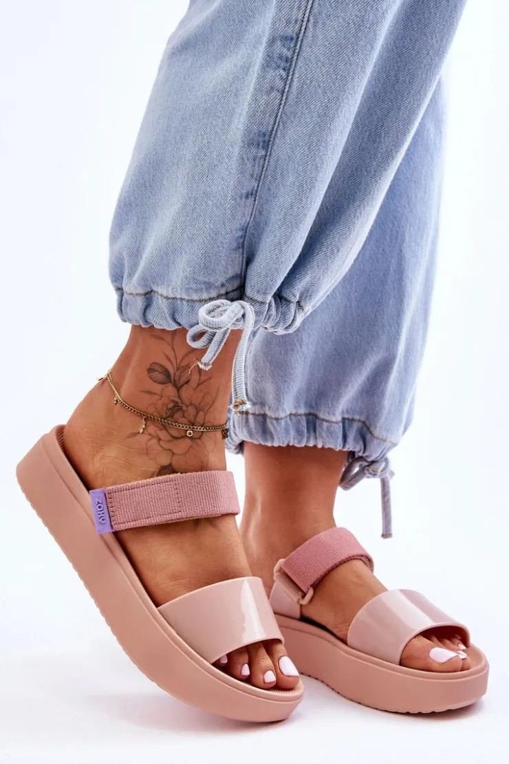 Online ZAXY Wegańskie Klapki Na Rzep HH285284 Nude