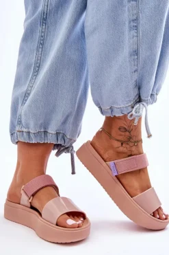 Online ZAXY Wegańskie Klapki Na Rzep HH285284 Nude