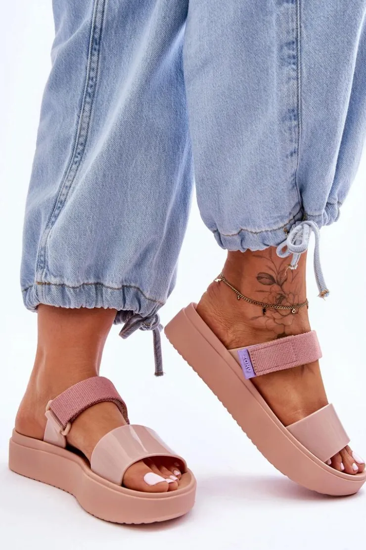 Online ZAXY Wegańskie Klapki Na Rzep HH285284 Nude