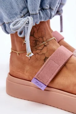 Online ZAXY Wegańskie Klapki Na Rzep HH285284 Nude