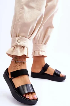 Outlet ZAXY Wegańskie Klapki Na Rzep HH285282 Czarne