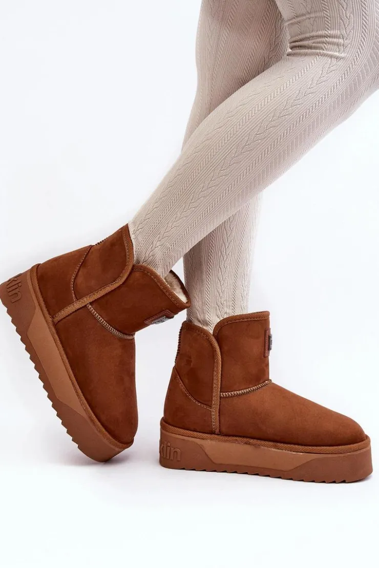 Best D.Franklin Wegańskie Śniegowce Na Platformie DFSH371004 Brązowe