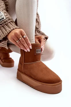 Best D.Franklin Wegańskie Śniegowce Na Platformie DFSH371004 Brązowe