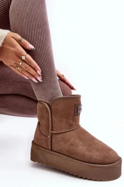 Damskie D.Franklin Wegańskie Śniegowce Na Platformie DFSH371004 Ciemnobeżowe